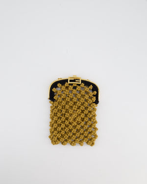 Fendi Baguette Phone Pouch in Natural Woven Raffia with a Chain