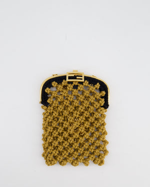 Fendi Baguette Phone Pouch in Natural Woven Raffia with a Chain