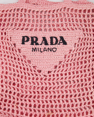Prada Pink Raffia Tote Bag with Black Logo Detail RRP £1500