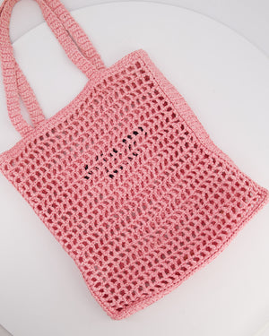 Prada Pink Raffia Tote Bag with Black Logo Detail RRP £1500