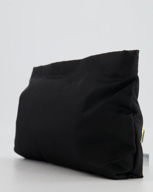 Prada Black Nylon Clutch Bag with Rhinestones Appliqué and Gold Logo