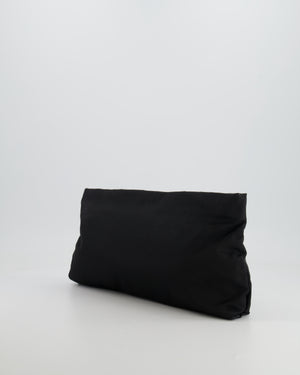 Prada Black Nylon Clutch Bag with Rhinestones Appliqué and Gold Logo