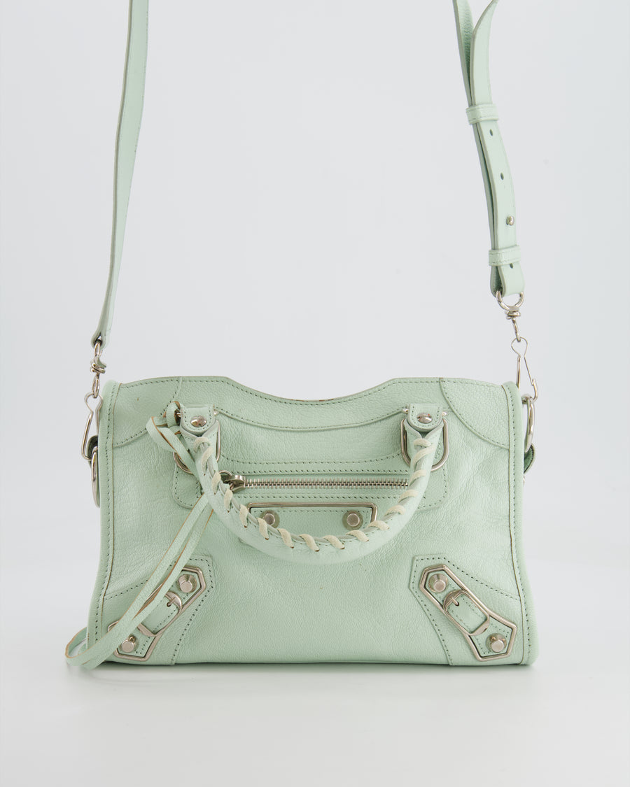Balenciaga Pastel Green Leather Mini City Bag with Silver Hardware RRP £1,550