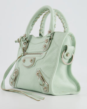 Balenciaga Pastel Green Leather Mini City Bag with Silver Hardware RRP £1,550