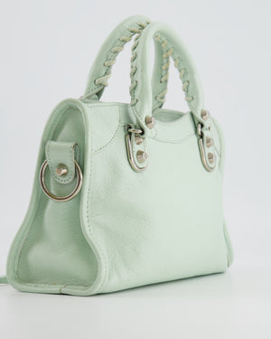 Balenciaga Pastel Green Leather Mini City Bag with Silver Hardware RRP £1,550