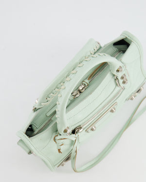 Balenciaga Pastel Green Leather Mini City Bag with Silver Hardware RRP £1,550
