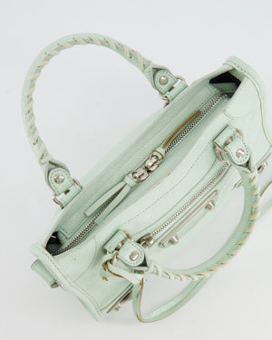 Balenciaga Pastel Green Leather Mini City Bag with Silver Hardware RRP £1,550