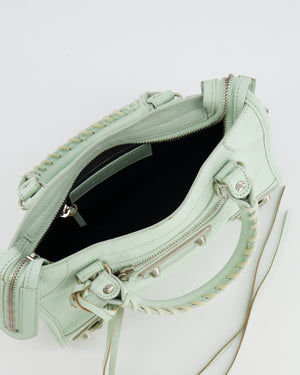 Balenciaga Pastel Green Leather Mini City Bag with Silver Hardware RRP £1,550