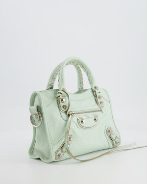 Balenciaga Pastel Green Leather Mini City Bag with Silver Hardware RRP £1,550