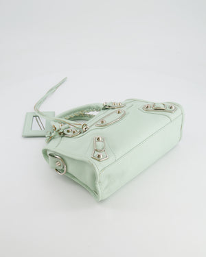 Balenciaga Pastel Green Leather Mini City Bag with Silver Hardware RRP £1,550