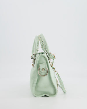 Balenciaga Pastel Green Leather Mini City Bag with Silver Hardware RRP £1,550