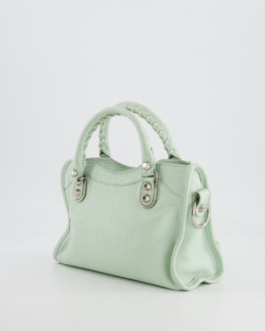 Balenciaga Pastel Green Leather Mini City Bag with Silver Hardware RRP £1,550