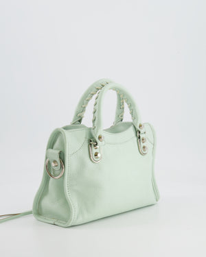 Balenciaga Pastel Green Leather Mini City Bag with Silver Hardware RRP £1,550