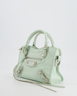 Balenciaga Pastel Green Leather Mini City Bag with Silver Hardware RRP £1,550
