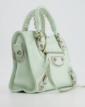Balenciaga Pastel Green Leather Mini City Bag with Silver Hardware RRP £1,550