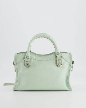 Balenciaga Pastel Green Leather Mini City Bag with Silver Hardware RRP £1,550