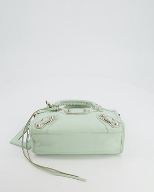 Balenciaga Pastel Green Leather Mini City Bag with Silver Hardware RRP £1,550