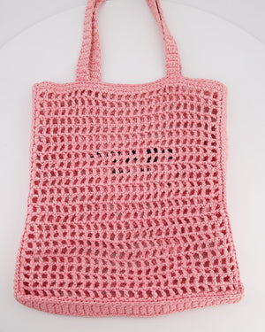Prada Pink Raffia Tote Bag with Black Logo Detail RRP £1500