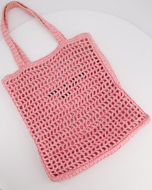 Prada Pink Raffia Tote Bag with Black Logo Detail RRP £1500