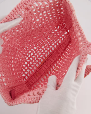 Prada Pink Raffia Tote Bag with Black Logo Detail RRP £1500
