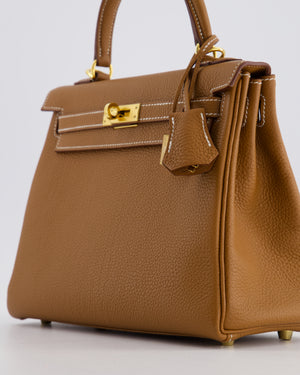 *RARE & FIRE PRICE* Hermès Kelly 25 Retourne Bag in Gold Togo Leather with Gold Hardware