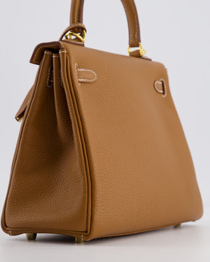 *RARE & FIRE PRICE* Hermès Kelly 25 Retourne Bag in Gold Togo Leather with Gold Hardware