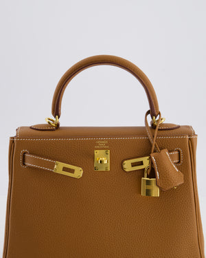 *RARE & FIRE PRICE* Hermès Kelly 25 Retourne Bag in Gold Togo Leather with Gold Hardware