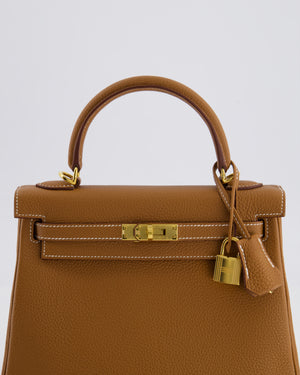 *RARE & FIRE PRICE* Hermès Kelly 25 Retourne Bag in Gold Togo Leather with Gold Hardware