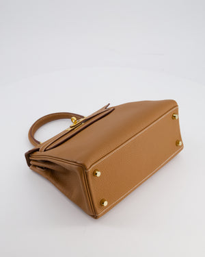 *RARE & FIRE PRICE* Hermès Kelly 25 Retourne Bag in Gold Togo Leather with Gold Hardware