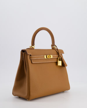 *RARE & FIRE PRICE* Hermès Kelly 25 Retourne Bag in Gold Togo Leather with Gold Hardware