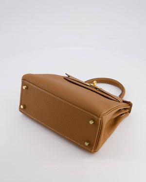 *RARE & FIRE PRICE* Hermès Kelly 25 Retourne Bag in Gold Togo Leather with Gold Hardware