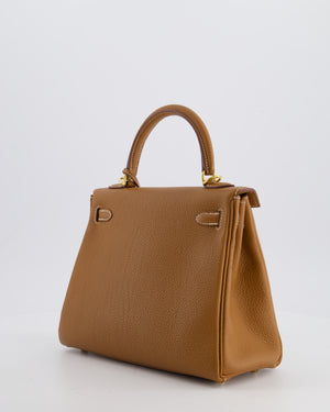 *RARE & FIRE PRICE* Hermès Kelly 25 Retourne Bag in Gold Togo Leather with Gold Hardware
