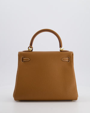 *RARE & FIRE PRICE* Hermès Kelly 25 Retourne Bag in Gold Togo Leather with Gold Hardware