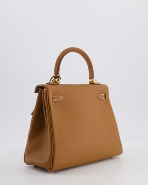 *RARE & FIRE PRICE* Hermès Kelly 25 Retourne Bag in Gold Togo Leather with Gold Hardware