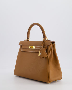 *RARE & FIRE PRICE* Hermès Kelly 25 Retourne Bag in Gold Togo Leather with Gold Hardware