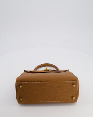 *RARE & FIRE PRICE* Hermès Kelly 25 Retourne Bag in Gold Togo Leather with Gold Hardware