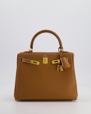 *RARE & FIRE PRICE* Hermès Kelly 25 Retourne Bag in Gold Togo Leather with Gold Hardware