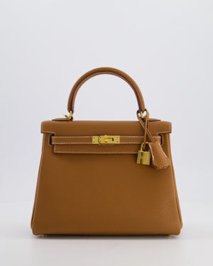 *RARE & FIRE PRICE* Hermès Kelly 25 Retourne Bag in Gold Togo Leather with Gold Hardware