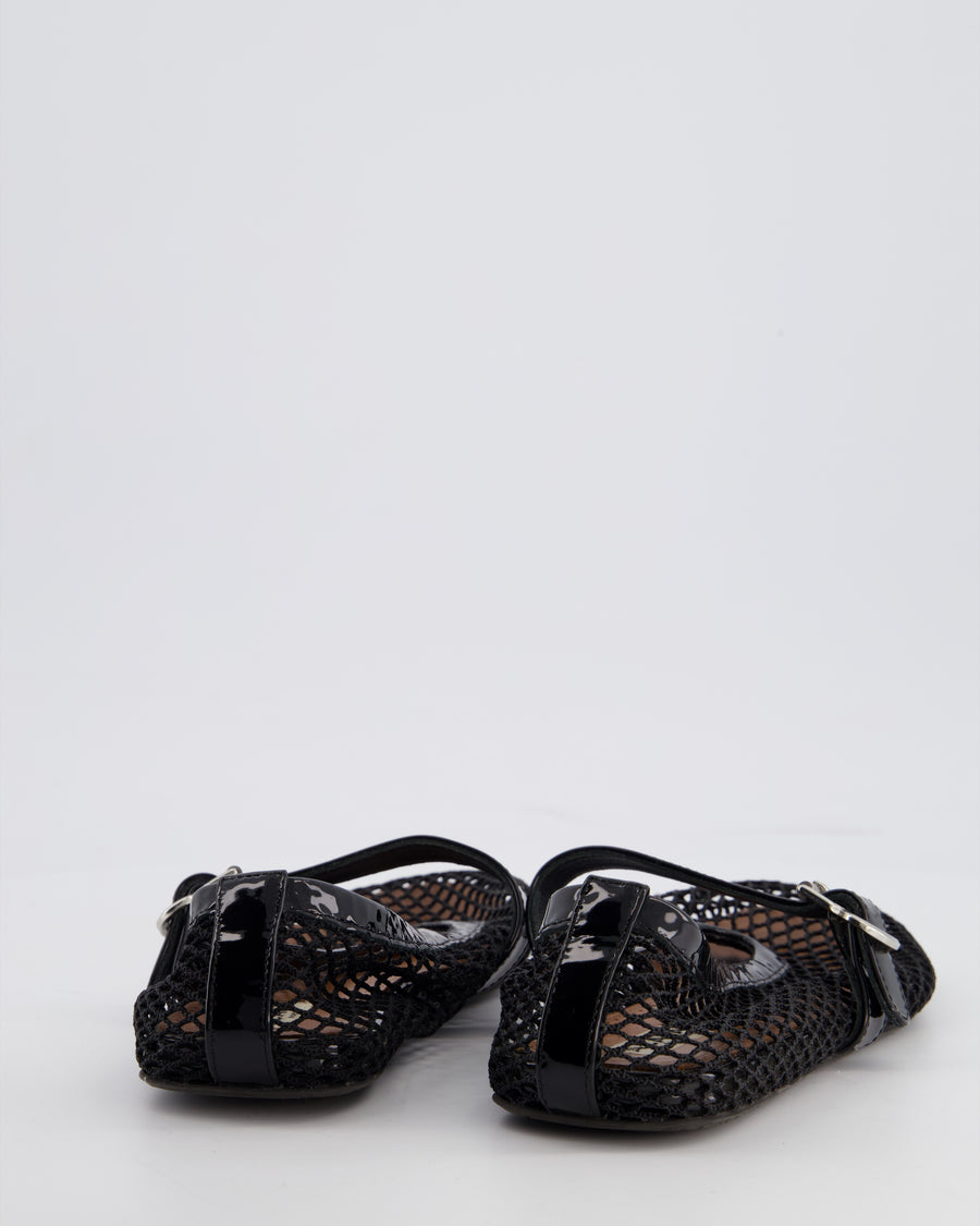 Alaïa Black Fishnet Mesh Ballet Flats Size EU 37