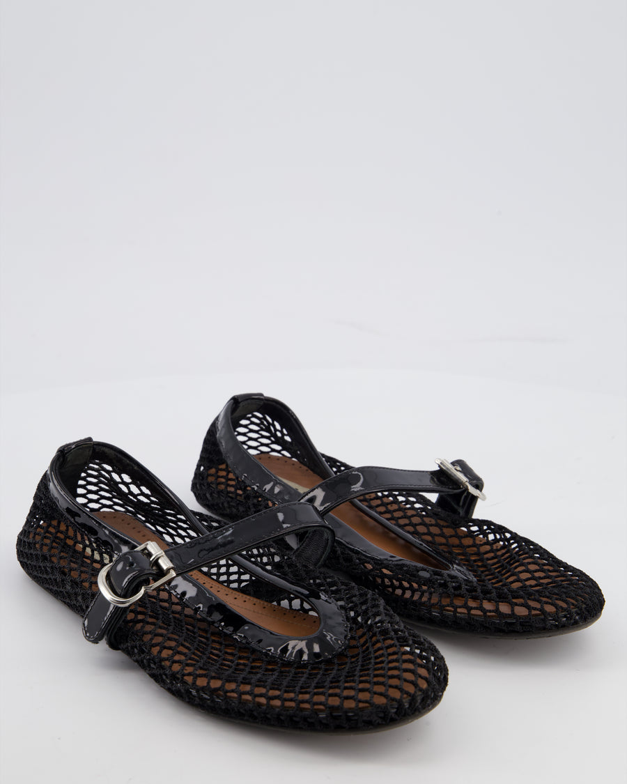 Alaïa Black Fishnet Mesh Ballet Flats Size EU 37