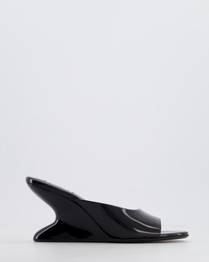 Alaïa Black Curve 75 Patent Leather Wedge Mules Size EU 37