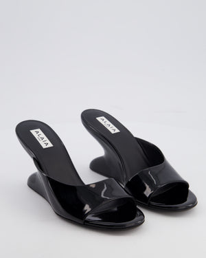 Alaïa Black Curve 75 Patent Leather Wedge Mules Size EU 37