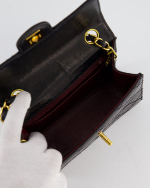 Chanel Black Vintage Mini Square Classic Flap Bag in Lambskin Leather with 24K Gold Hardware