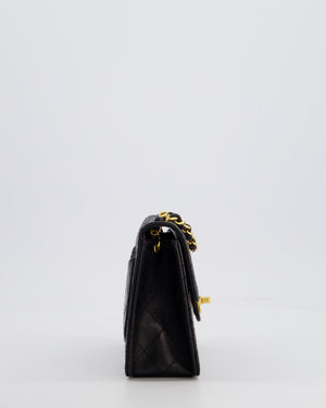 Chanel Black Vintage Mini Square Classic Flap Bag in Lambskin Leather with 24K Gold Hardware