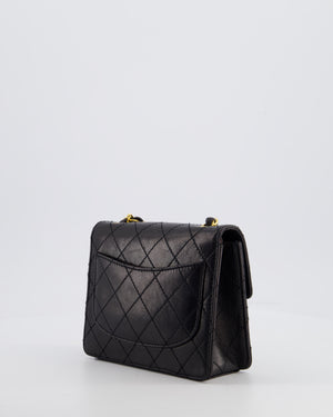 Chanel Black Vintage Mini Square Classic Flap Bag in Lambskin Leather with 24K Gold Hardware