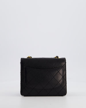 Chanel Black Vintage Mini Square Classic Flap Bag in Lambskin Leather with 24K Gold Hardware