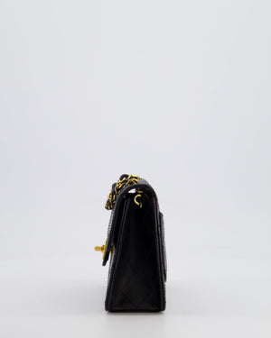 Chanel Black Vintage Mini Square Classic Flap Bag in Lambskin Leather with 24K Gold Hardware