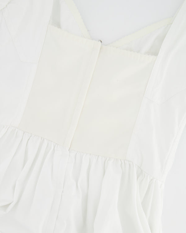 Dolce & Gabbana White Poplin Mini Corset Dress with Ruffle Details Size IT 44 (UK 12) RRP £1,400
