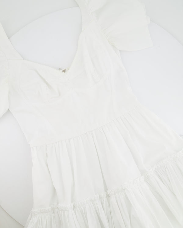 Dolce & Gabbana White Poplin Mini Corset Dress with Ruffle Details Size IT 44 (UK 12) RRP £1,400