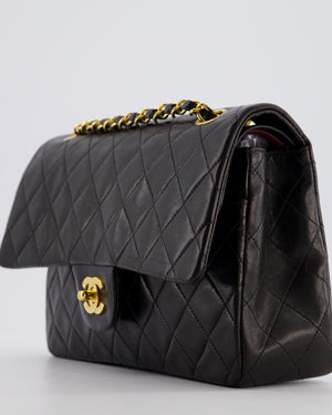 Chanel Black Vintage Medium Classic Double Flap Bag in Lambskin Leather with 24K Gold Hardware